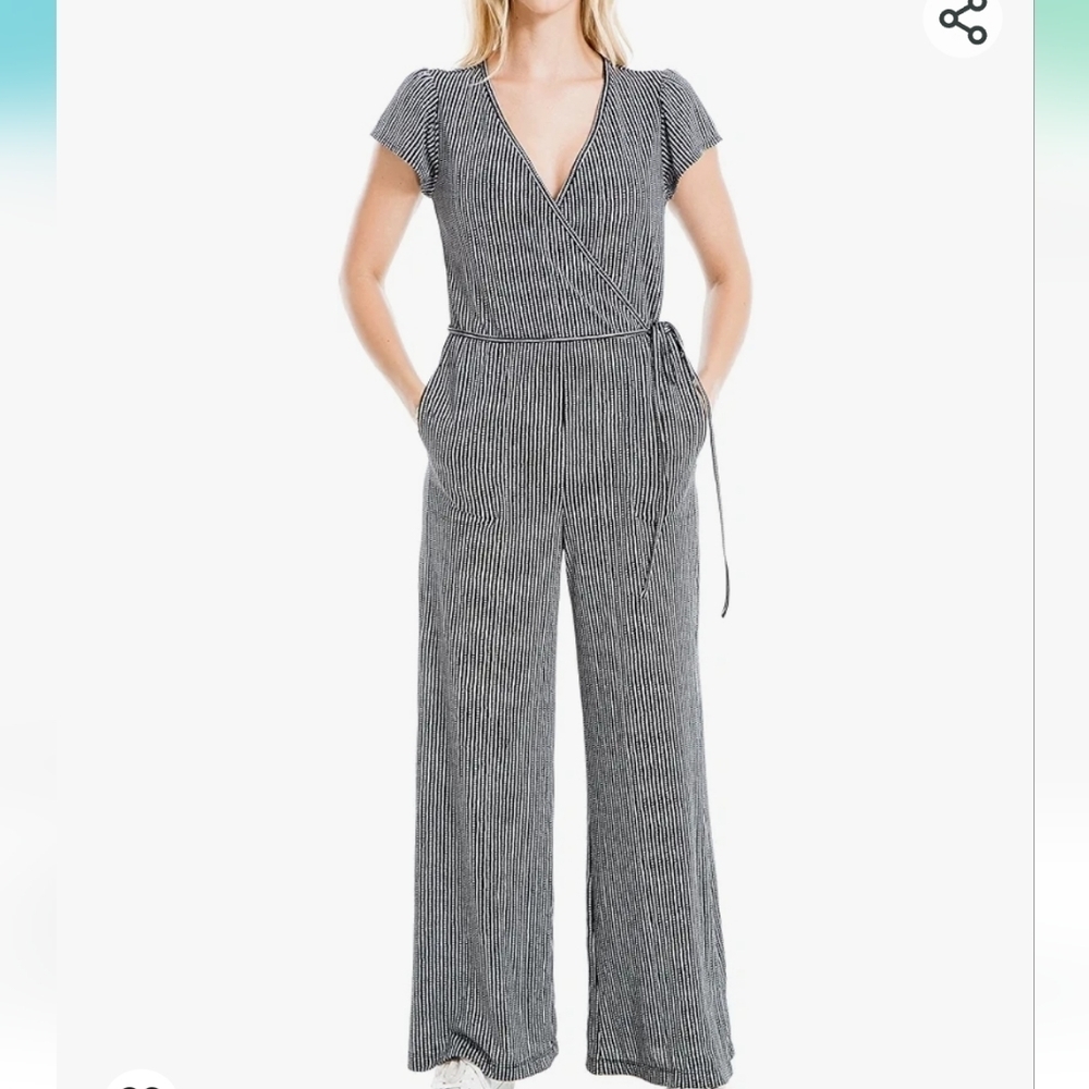 MAX STUDIO striped stretch jumpsuit M